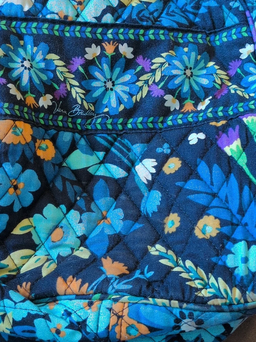 Vera Bradley Teal Blue Floral Quilted Satchel